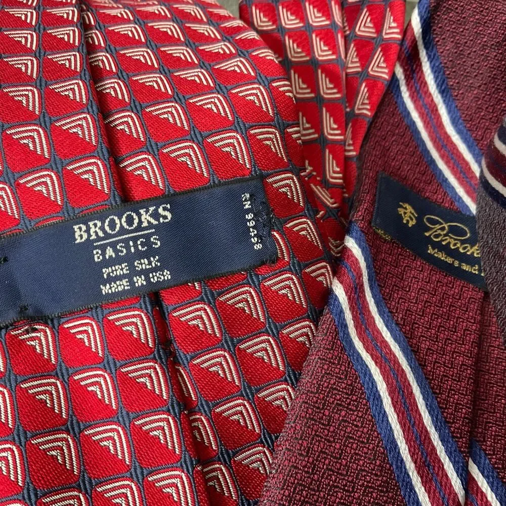 Lot Of 3 Brooks Brothers Makers 346 Ties Silk Striped Foulard 2- USA / England